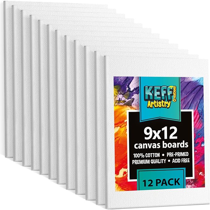 KEFF 12-Pack Bulk Canvas Boards, 9x12 Canvas by KeffCreations