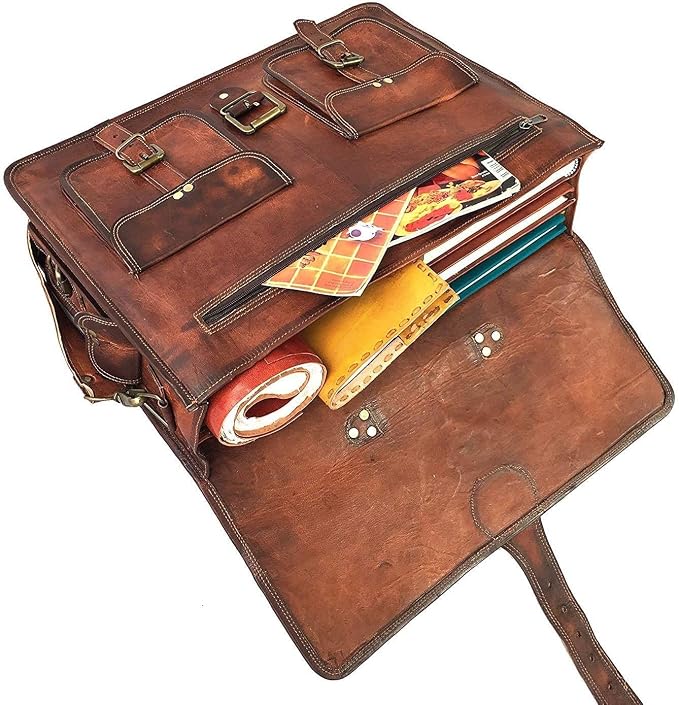 cuero Leather Messenger Bag for Men, 18 Inch Laptop Crossbody, Handmade Leather - Image 4