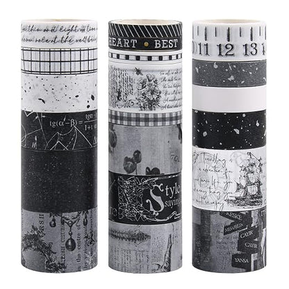 Dizdkizd Black and White Washi Tape Set, 20 Rolls Gothic Aesthetic Japanese by Dizdkizd