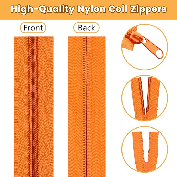 DOITEM 44.4 Yards/ 40 m 20 Pieces Assorted Colors #5 Nylon Coil Zippers - Image 4