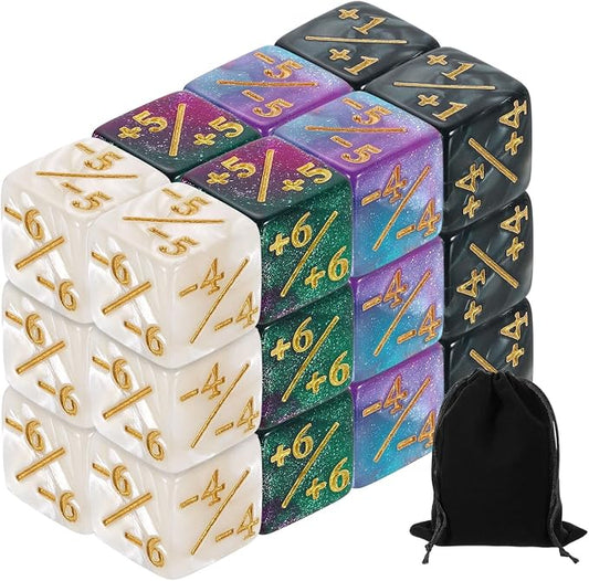 uxcell 24Pcs Magic Dice Counters, Acrylic D6 Life Token Dice Set by uxcell
