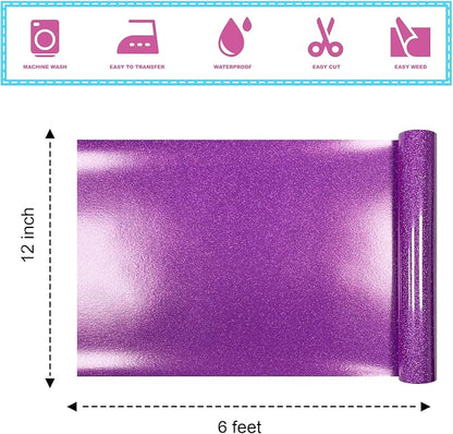Deep Purple Glitter Heat Transfer Vinyl 12Inch*6FT Glitter Iron on Vinyl - Image 3
