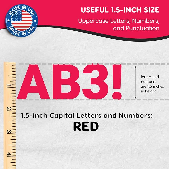 FreshCut Crafts 636 Pcs 1.5 in. Red Bulletin Board Letters & Numbers, Capital - Image 3