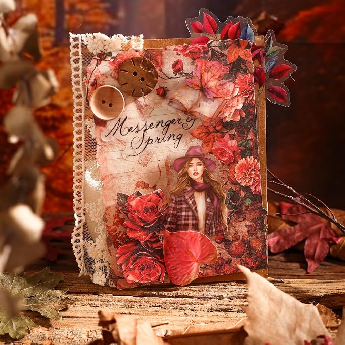 Autumn-Themed Vintage Scrapbook Paper Set, Scrapbooking, DIY Crafts, and Art - Image 5