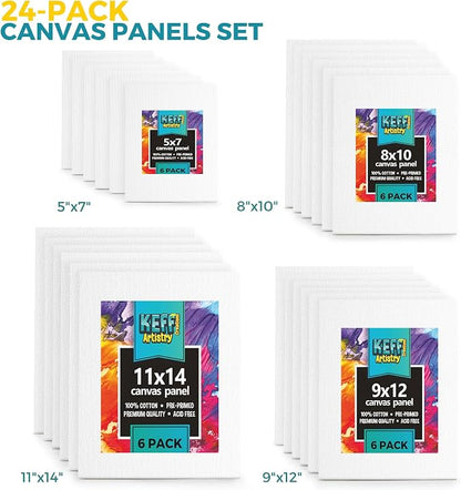 KEFF 24-Pack Canvas for Painting, 6 of 5x7, 11x14 Painting Canvas Boards - Image 2