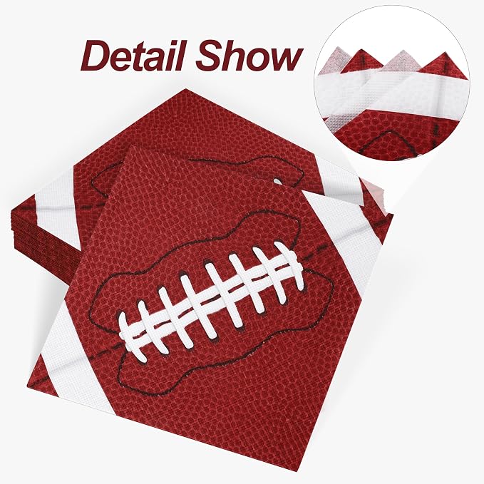 Aodaer 48 Pieces Football Paper Napkins Disposable Football Party Napkins - Image 4