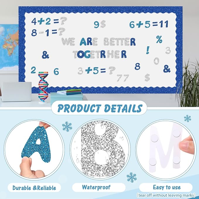 221 Pcs Classroom Bulletin Board Letters Colorful Alphabet Cutouts Number and - Image 4