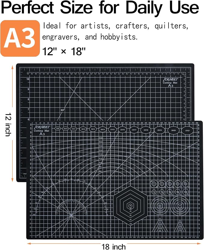 Density-upgraded 18"x12" Self Healing Cutting Mat, Idemeet Rotary Sewing Mat - Image 2