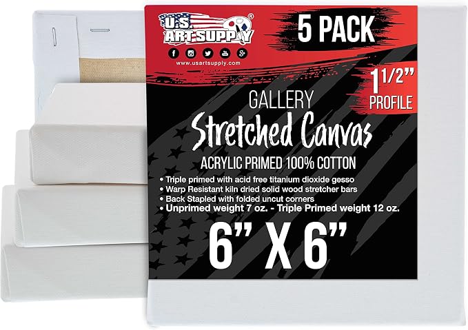 U.S. Art Supply Square Stretched Canvas by USArtSupply