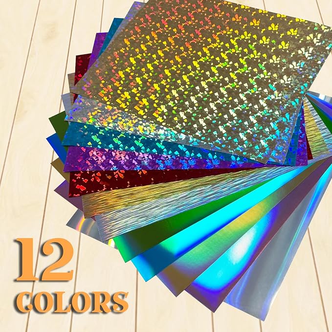 ROFISUESheet MetallicFoil HeatTransferVinyl12Inch*10Inch*12pcsBundleChrome HTV - Image 3