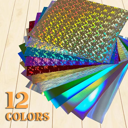 ROFISUESheet MetallicFoil HeatTransferVinyl12Inch*10Inch*12pcsBundleChrome HTV - Image 3