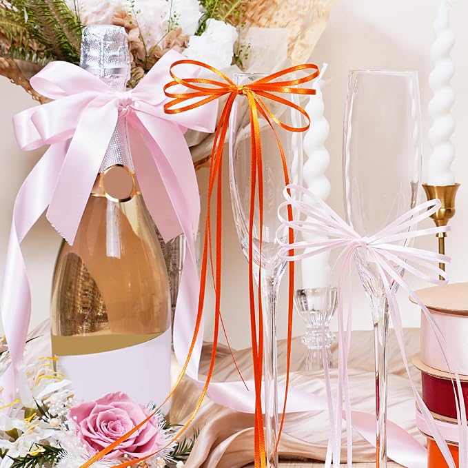 LaRibbons Light Pink Satin Ribbon 1/8 Inch 100 Yards Thin Luxury Double Faced - Image 4