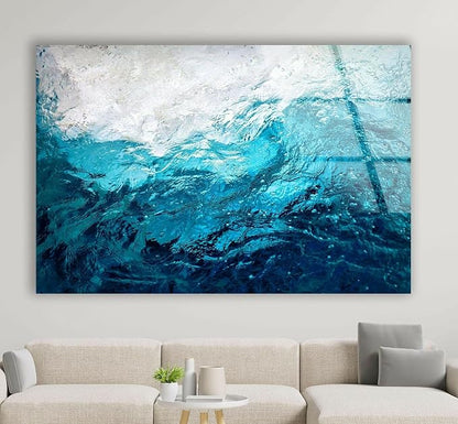 My Photostation.com 30Wx24H'' Blue Waves Abstract Glass Wall ArtTempered Glass - Image 2