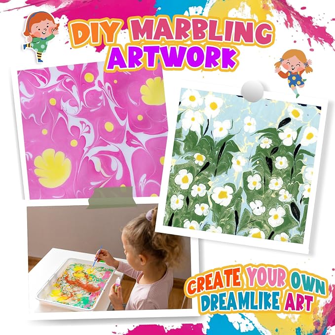 Glow Water Marbling Paint for Kids, Arts and Crafts Crafts for Kid Age 6-12 - Image 6
