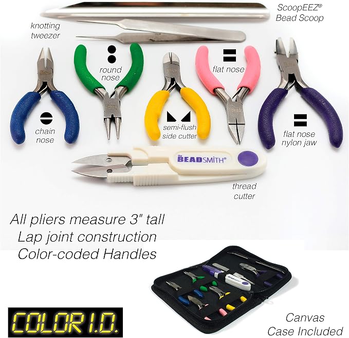 The Beadsmith Mini Color-ID Set – 3”, 8-Pieces Includes: Chain Nose, Round Nose - Image 3
