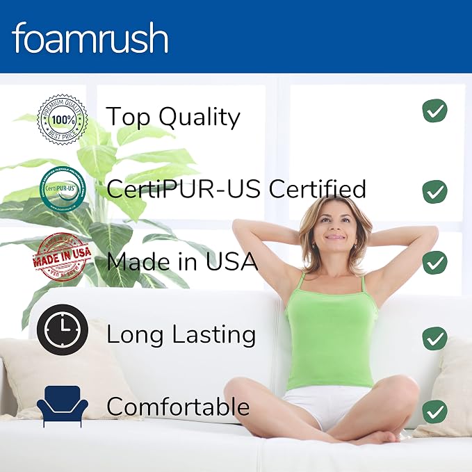 FoamRush 8" x 24" x 24" Gel Memory Foam Upholstery Square Cushion Medium Firm - Image 4