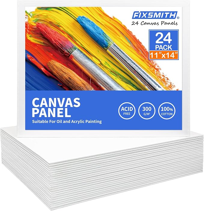 FIXSMITH Canvas Boards for Painting 11x14 Inch, Super Value 24 Pack Paint by FIXSMITH