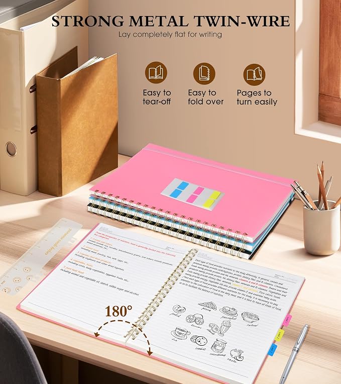 Spiral Notebook Journal 8.5” x 11”, A4 Large Pink Notebooks - Image 6
