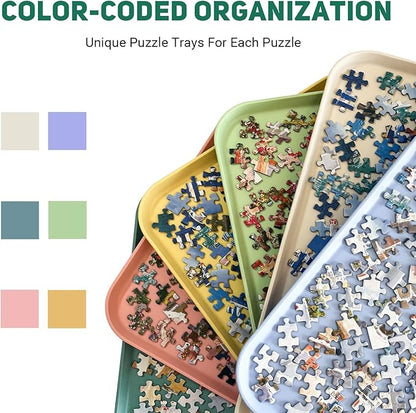 16.9" x 12" Extra-Large Puzzle Sorting Trays Stackable, 6 Pack Puzzle Sorter - Image 4