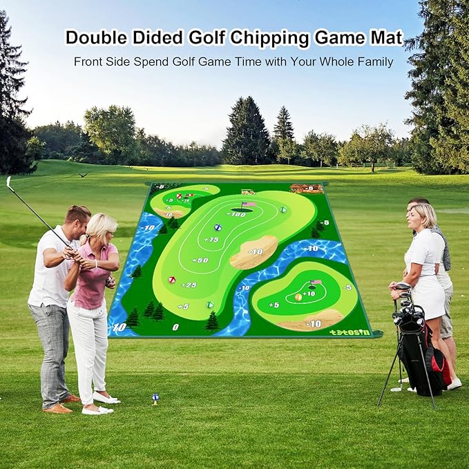 Golf Chipping Game Mat, Double Sided Golf Hitting Mat, 6x5 FT Golf Practice Mat - Image 2