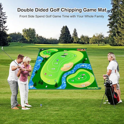 Golf Chipping Game Mat, Double Sided Golf Hitting Mat, 6x5 FT Golf Practice Mat - Image 2