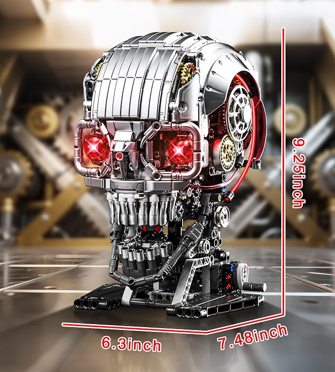 Mechanical Skull Building Set, Horror Ghost Zombie Skeleton Head Toy Home Decor - Image 6