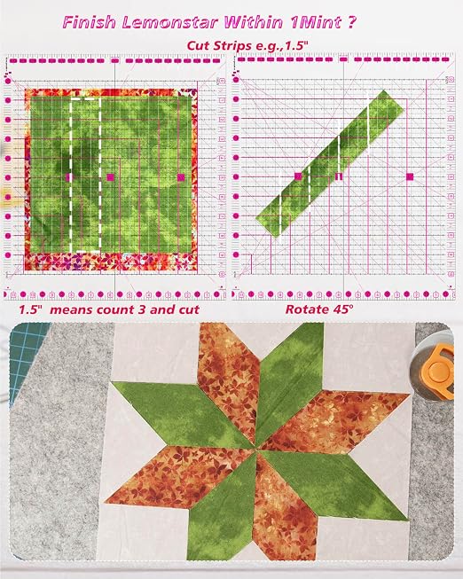 Quilting Ruler for Precise Fabric Cutting 11.5" x 10.5" Quilt Rulers Quilting - Image 5