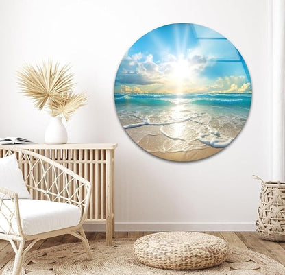My Photostation.com 60WX40H'' Beautiful Sunset & Ocean Glass Wall ArtTempered - Image 6