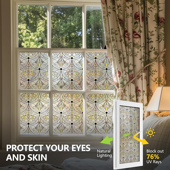 3D Stained Glass Window Film, Decorative Window Privacy Film - Image 3