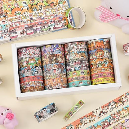 24 Rolls Colorful Cute Cartoon Animal Writable Washi Tape Set, Decorative Tapes - Image 6