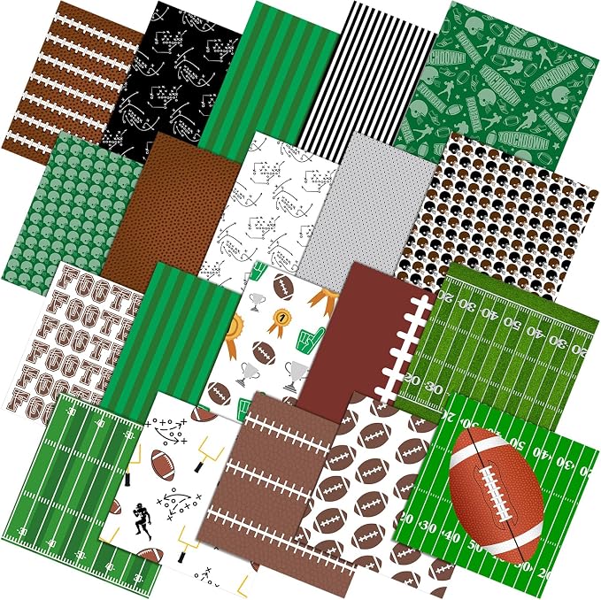 Ganeen 60 Pcs 10 x 10 Inch Football Quilting Fabric Squares Vintage Football by Ganeen