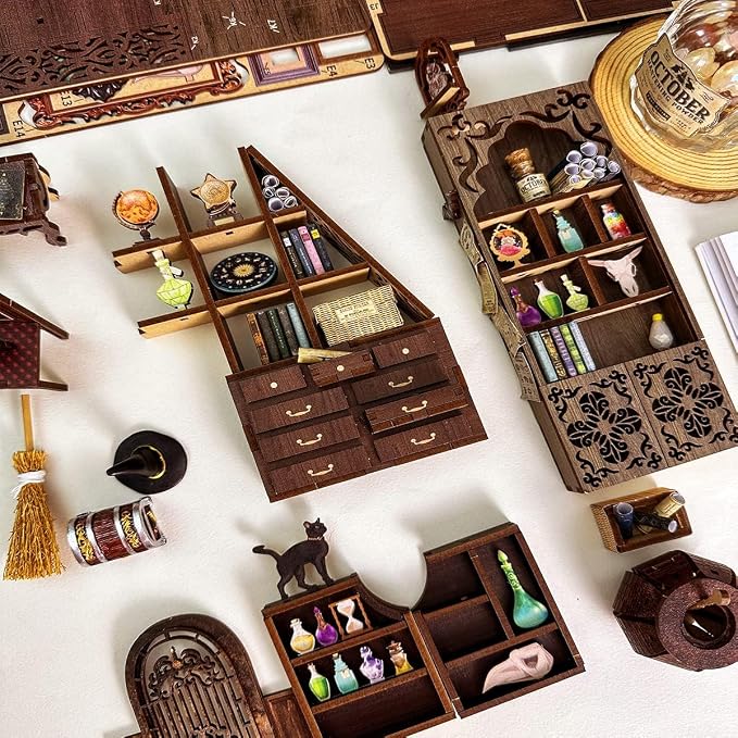 Fsolis Book Nook Kit, DIY Miniature House Kit 3D Wooden Puzzle Craft Kit - Image 5