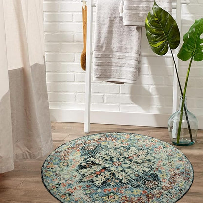 Lahome Bohemian Floral Medallion Round Rug - 3Ft Small Bedroom Round Area Rug - Image 5