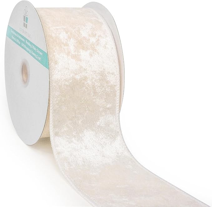 Ivory Velvet Ribbon 2.5 Inch x 10 Yards by CTCRAFTLLC