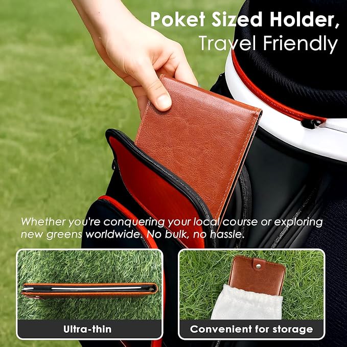 Magnetic Golf Scorecard Holder All-in-One, High-End Leather Golf Yardage Book - Image 5