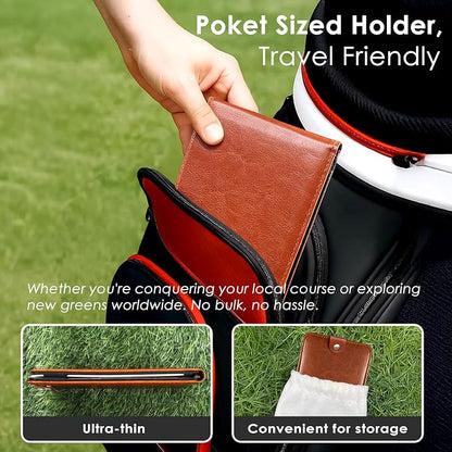 Magnetic Golf Scorecard Holder All-in-One, High-End Leather Golf Yardage Book - Image 5