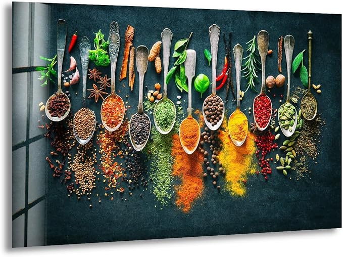My Photostation.com 20Wx14H'' Spoon Spices Glass Wall ArtTempered Glass by MyPhotostation