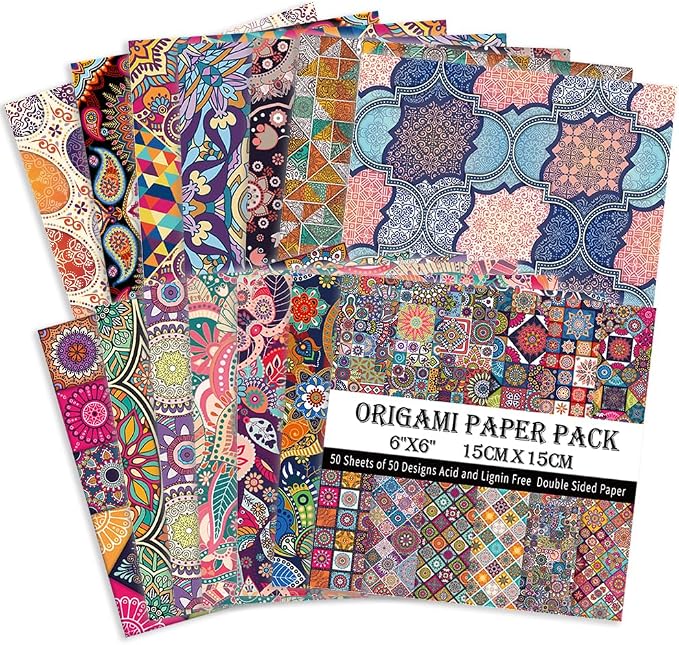 Origami Paper Kit 50 Sheets 70GSM 6 Inch Square Double Sided Color 50 Vivid - Image 3