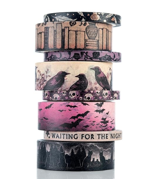 Conquest Journals Waiting for the Night Washi Tape Bundle, 8 Rolls, 4 15mm by CONQUESTJOURNALS