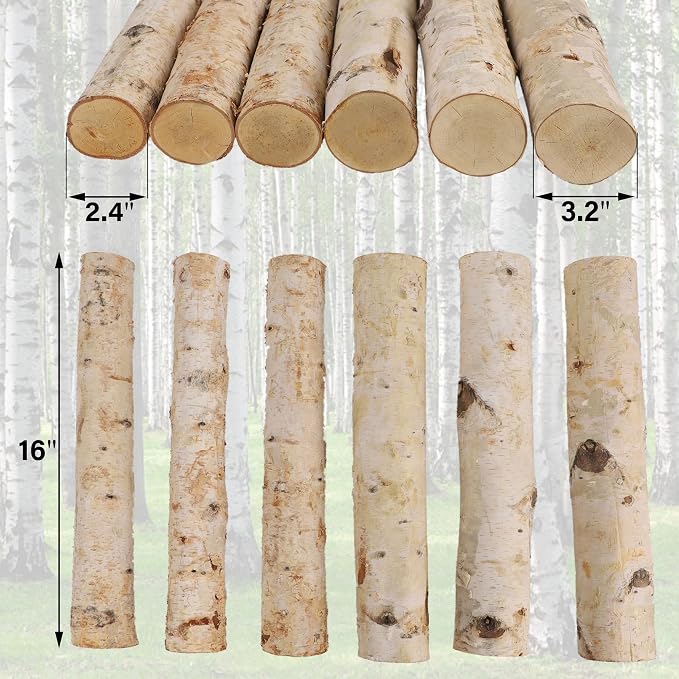 6-Pack White Birch Logs for Fireplace - Image 3