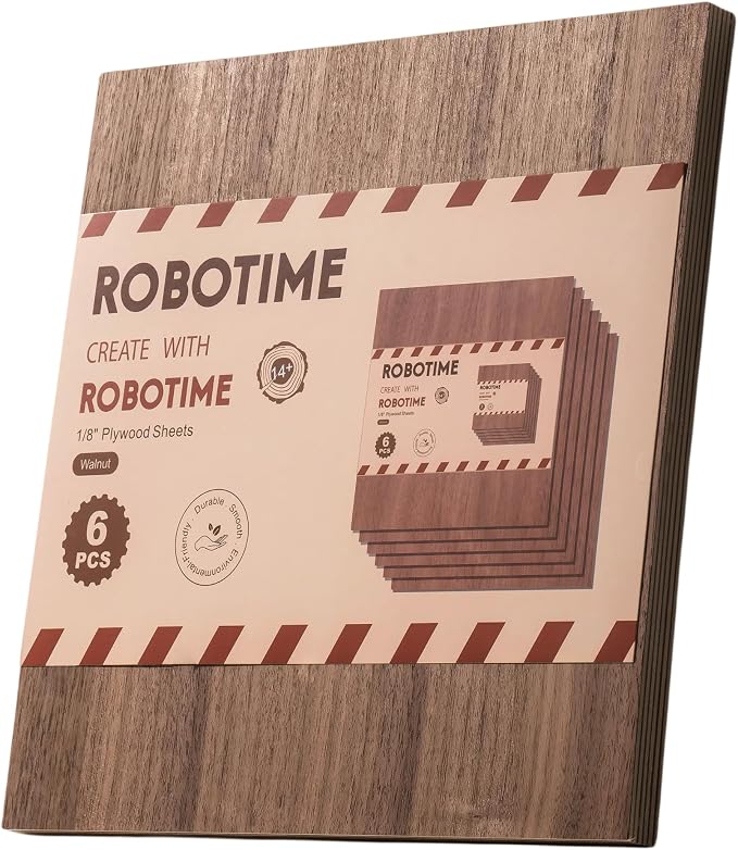 ROBOTIME 6Pcs 3mm Walnut Plywood by ROBOTIMEBuildingThingstoLife