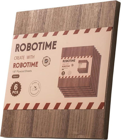 ROBOTIME 6Pcs 3mm Walnut Plywood by ROBOTIMEBuildingThingstoLife