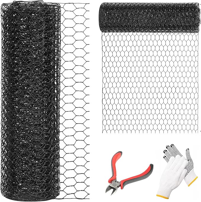 24'' x 50' Black Chicken Wire Fencing, 1 inch Chicken Wire and 20 Gauge Poultry by DOLEMODUO