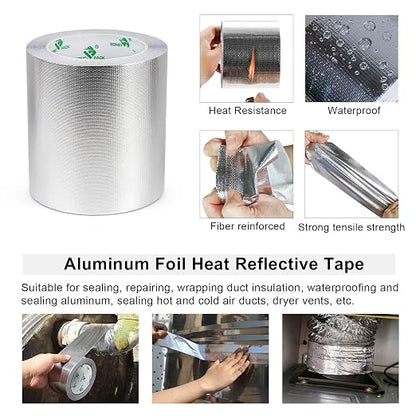 BOMEI PACK Adhesive Aluminum Foil Heat Shield Tape Barrier, Fiberglass Thermal - Image 4