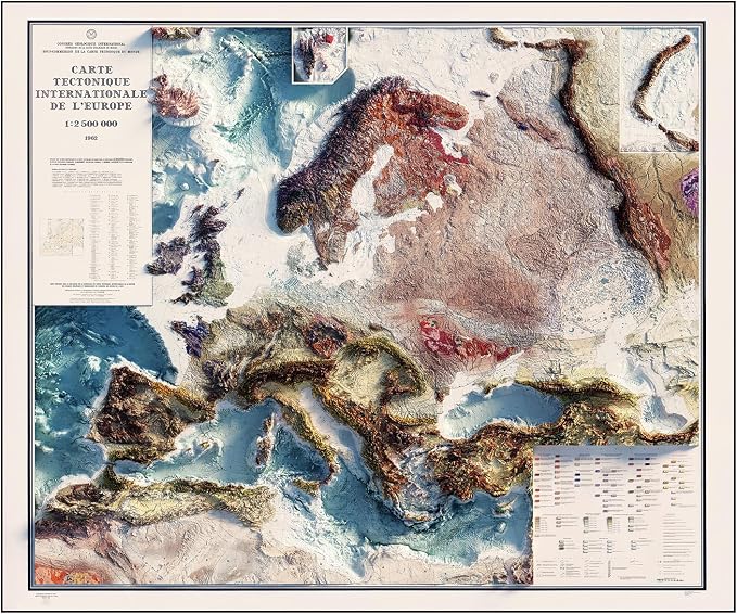 Muir Way Shaded Relief Elevation Map of Europe by MuirWay