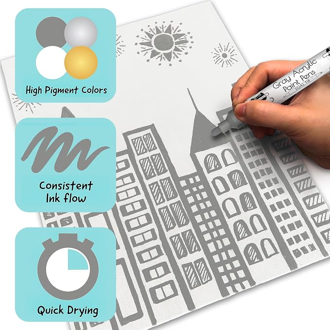 4 Dual Tip Gray Paint Pen Metallic - Image 4