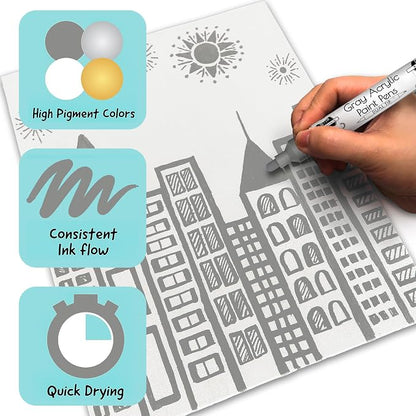 4 Dual Tip Gray Paint Pen Metallic - Image 4