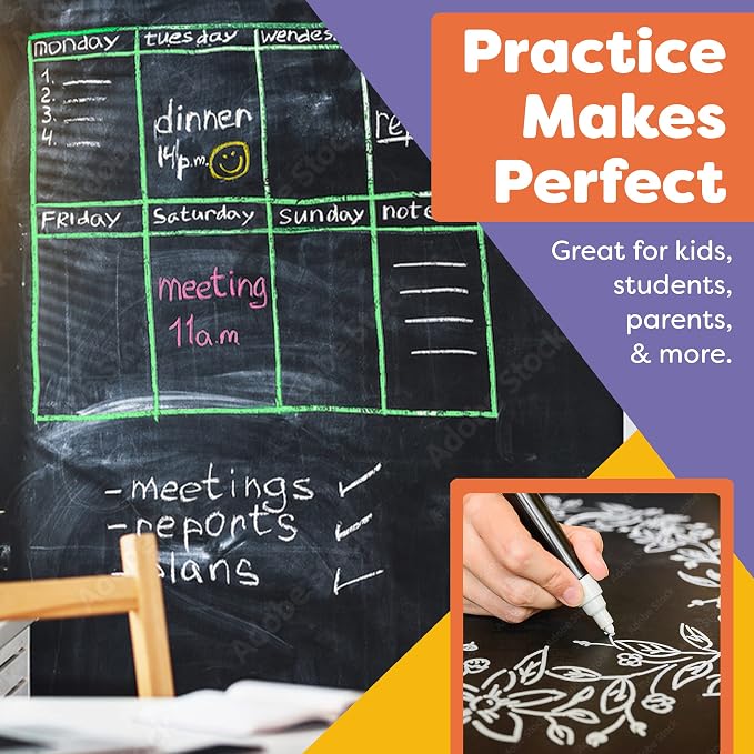 Chalkboard Markers Set of 8 Washable, Erasable Chalk Ink Dry Erase Pens - Image 4