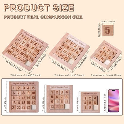 Wooden Number Sliding Puzzle，Brain Teasers Toy Tangram Slide Puzzle - Image 4