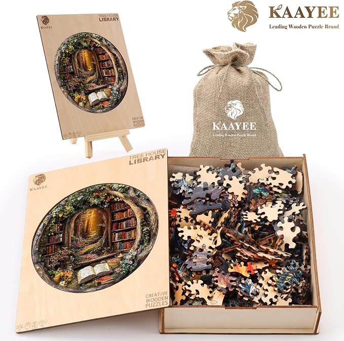 KAAYEE Wooden Puzzles for Adults, Tree House Library Wooden Jigsaw Puzzle - Image 6